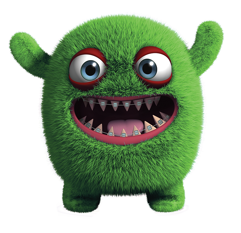 Green Monster with Braces - Moroco Orthodontics mascots