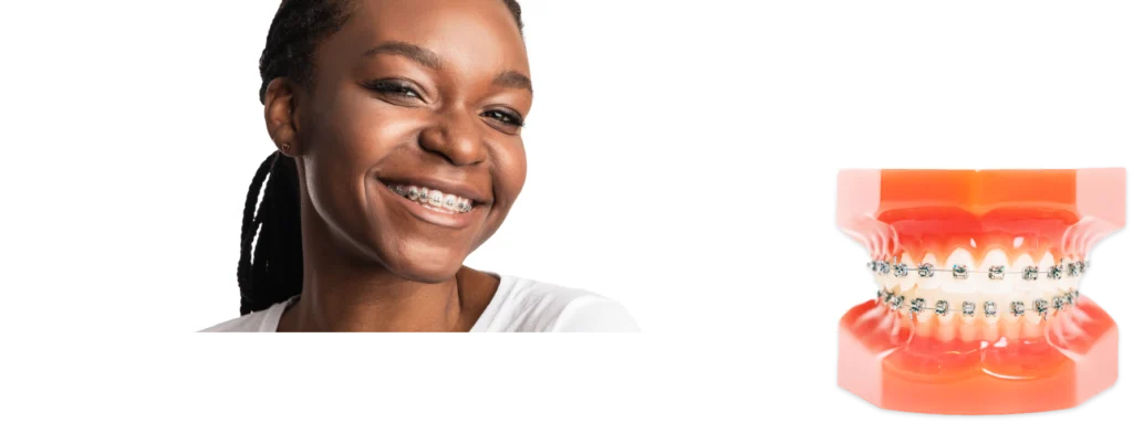 Smiling teen with modern metal braces at Moroco Orthodontics Delray Beach